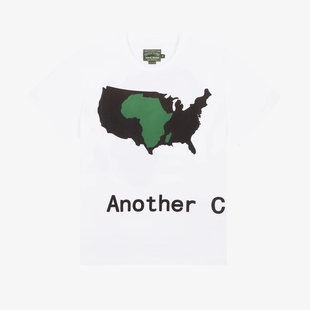 White and Green Short Sleeve Tee with Graphic Design